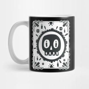 Papel Picado - Black skull - candle- white - Día De Los Muertos Mug